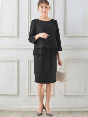 マタニティ スカート|【産前産後対応】フィットストレッチジョーゼットタイトスカート|ブラック