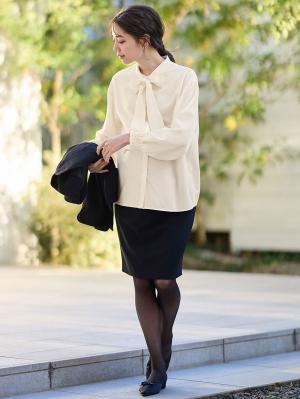 マタニティ スカート|【産前産後対応】フィットストレッチジョーゼットタイトスカート|ブラック