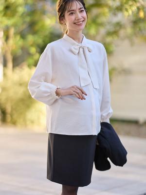 マタニティ スカート|【産前産後対応】フィットストレッチジョーゼットタイトスカート|ブラック