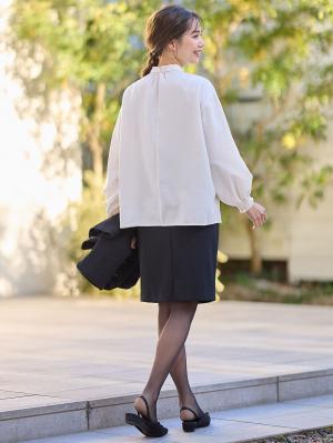 マタニティ スカート|【産前産後対応】フィットストレッチジョーゼットタイトスカート|ブラック