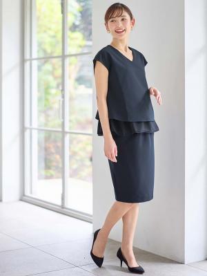 マタニティ スカート|【産前産後対応】フィットストレッチジョーゼットタイトスカート|ネイビー