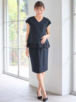 マタニティ スカート|【産前産後対応】フィットストレッチジョーゼットタイトスカート|ネイビー