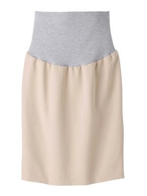 マタニティ スカート|【産前産後対応】フィットストレッチジョーゼットタイトスカート|ベージュ