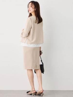 マタニティ スカート|【産前産後対応】フィットストレッチジョーゼットタイトスカート|ベージュ