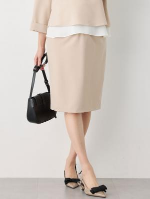 マタニティ スカート|【産前産後対応】フィットストレッチジョーゼットタイトスカート|ベージュ