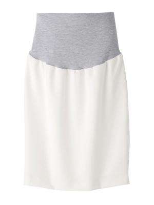 マタニティ スカート|【産前産後対応】フィットストレッチジョーゼットタイトスカート|オフホワイト