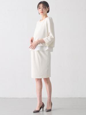 マタニティ スカート|【産前産後対応】フィットストレッチジョーゼットタイトスカート|オフホワイト