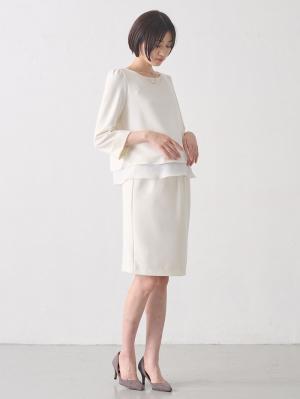 マタニティ スカート|【産前産後対応】フィットストレッチジョーゼットタイトスカート|オフホワイト