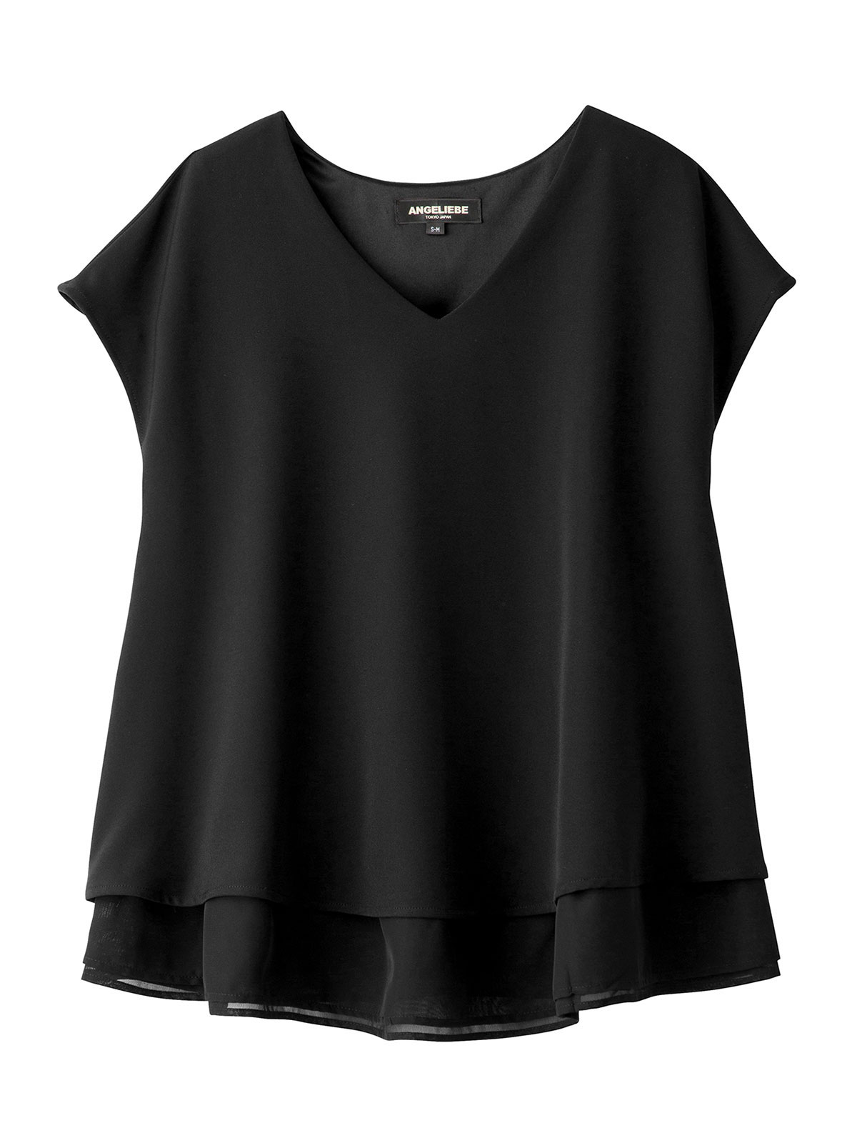 マタニティ トップス|ストレッチジョーゼットフレンチスリーブトップス マタニティ・授乳服【出産後も長く使える】|ブラック