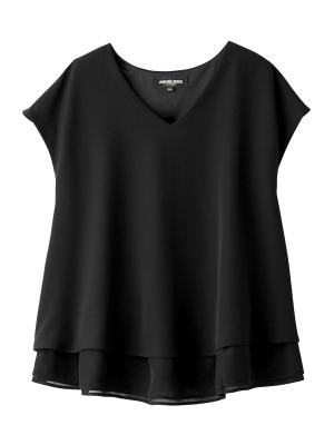 マタニティ トップス|ストレッチジョーゼットフレンチスリーブトップス マタニティ・授乳服【出産後も長く使える】|ブラック