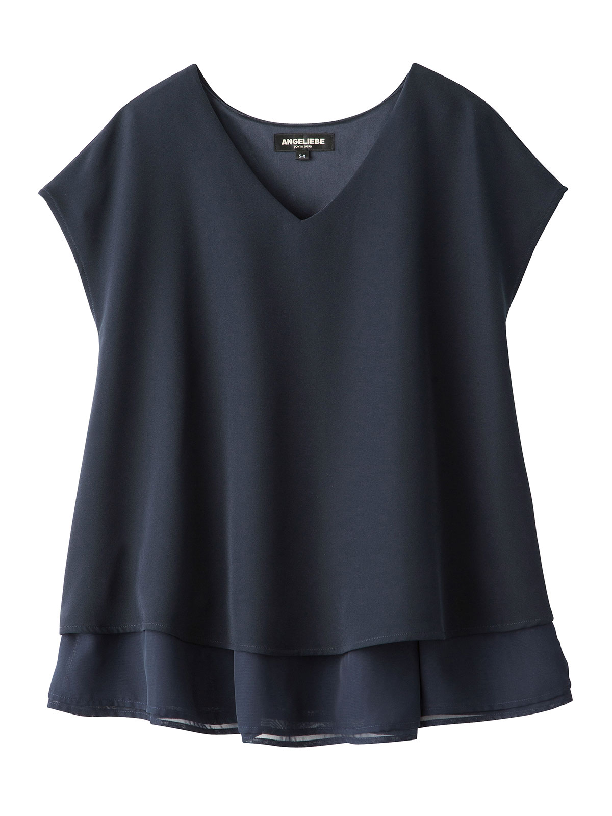 マタニティ トップス|ストレッチジョーゼットフレンチスリーブトップス マタニティ・授乳服【出産後も長く使える】|ネイビー