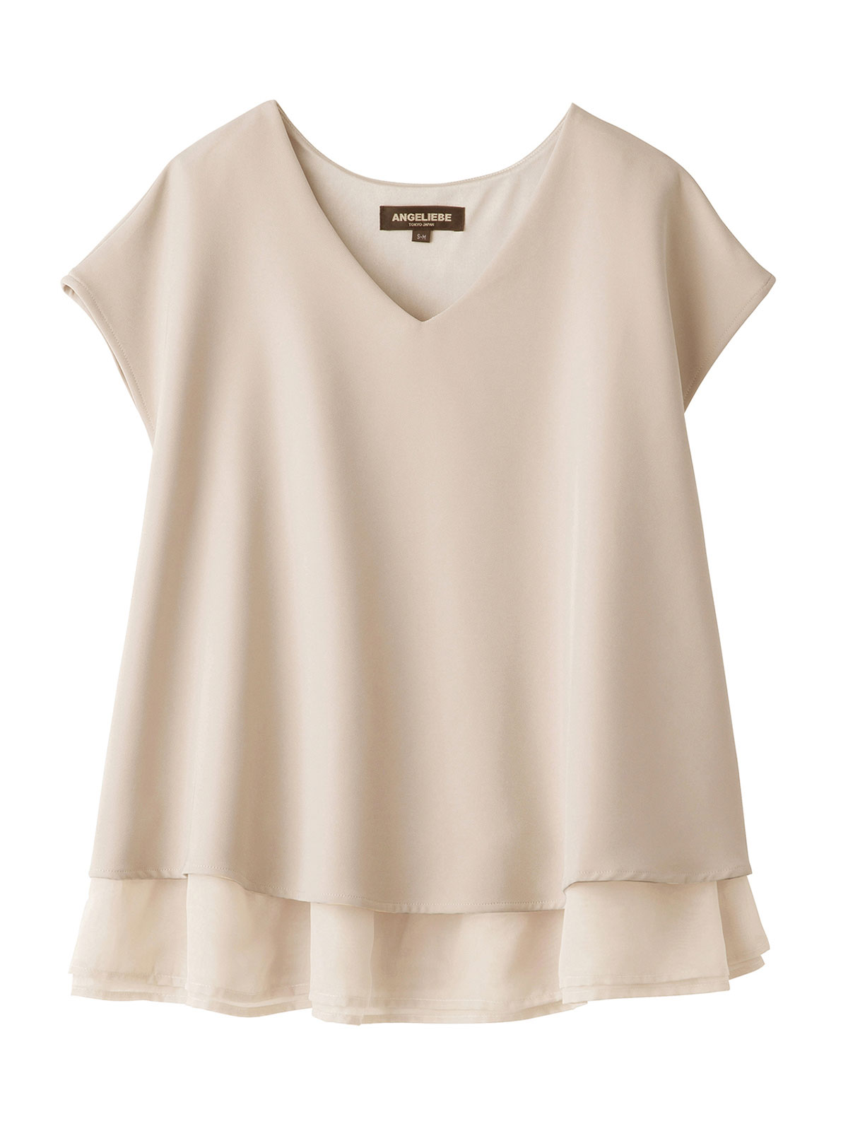 マタニティ トップス|ストレッチジョーゼットフレンチスリーブトップス マタニティ・授乳服【出産後も長く使える】|ベージュ