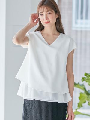 マタニティ トップス|ストレッチジョーゼットフレンチスリーブトップス マタニティ・授乳服【出産後も長く使える】|オフホワイト