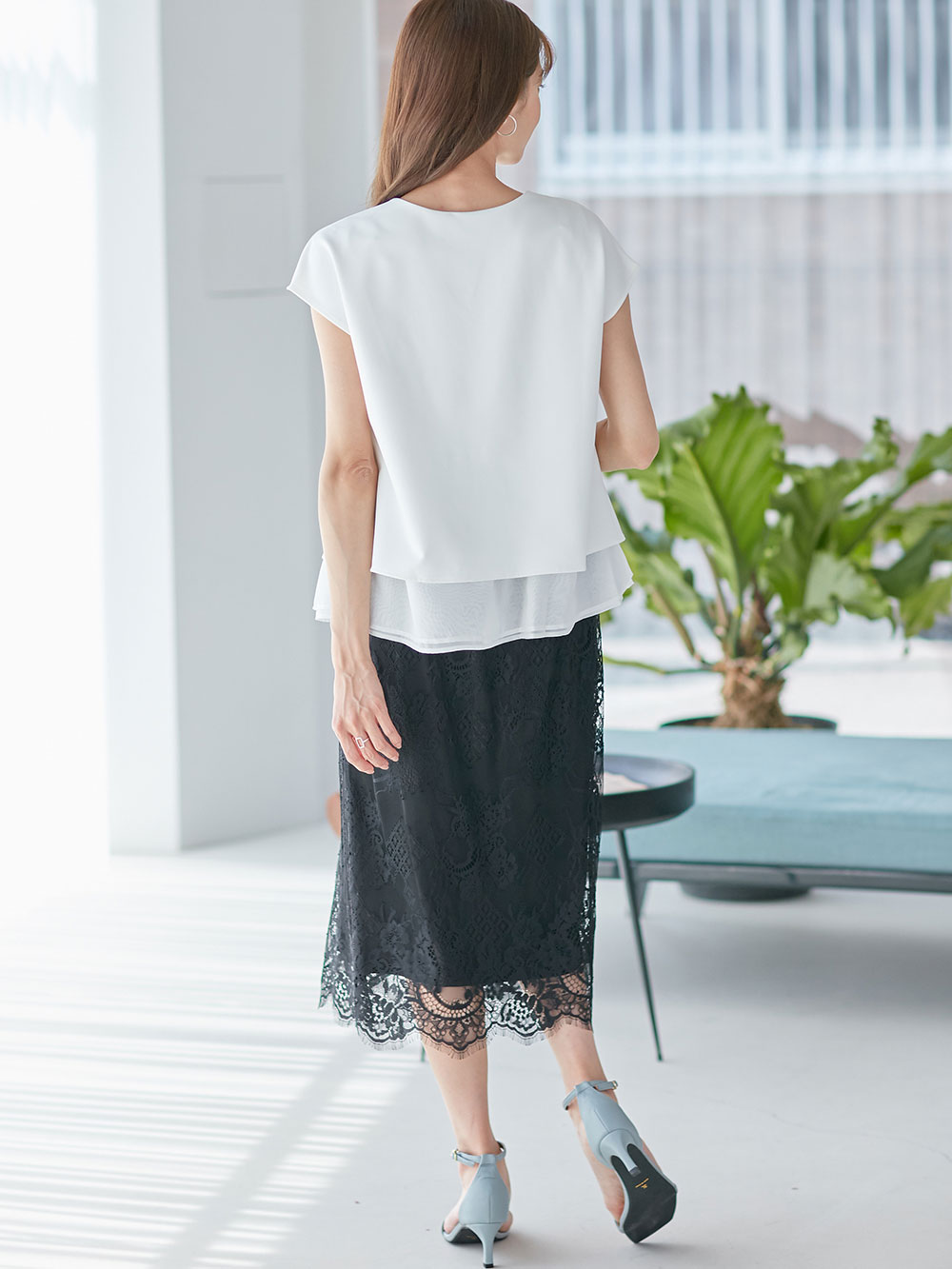 マタニティ トップス|ストレッチジョーゼットフレンチスリーブトップス マタニティ・授乳服【出産後も長く使える】|オフホワイト