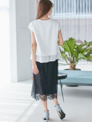 マタニティ トップス|ストレッチジョーゼットフレンチスリーブトップス マタニティ・授乳服【出産後も長く使える】|オフホワイト