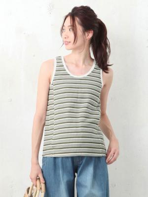 マタニティ トップス|ワッフルボーダータンク　マタニティ・授乳服【出産後も長く使える】