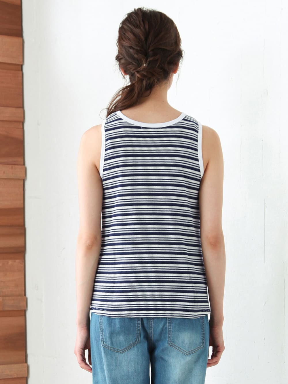 マタニティ トップス|ワッフルボーダータンク　マタニティ・授乳服【出産後も長く使える】