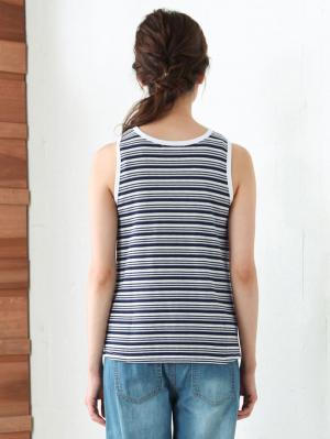 マタニティ トップス|ワッフルボーダータンク　マタニティ・授乳服【出産後も長く使える】