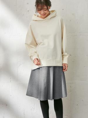 【産前産後対応】ミディ丈ウール混フラノフレアースカート【出産後も長く使える】22067