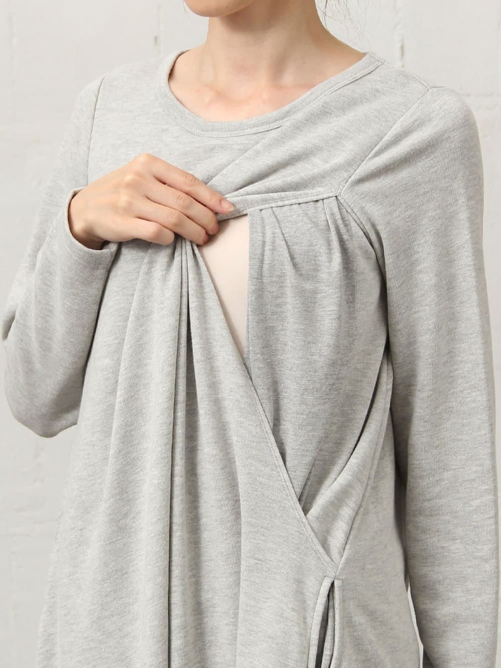 マタニティ ワンピース|ラウンドネックミニ裏毛Aラインワンピース　マタニティ・授乳服【出産後も長く使える】