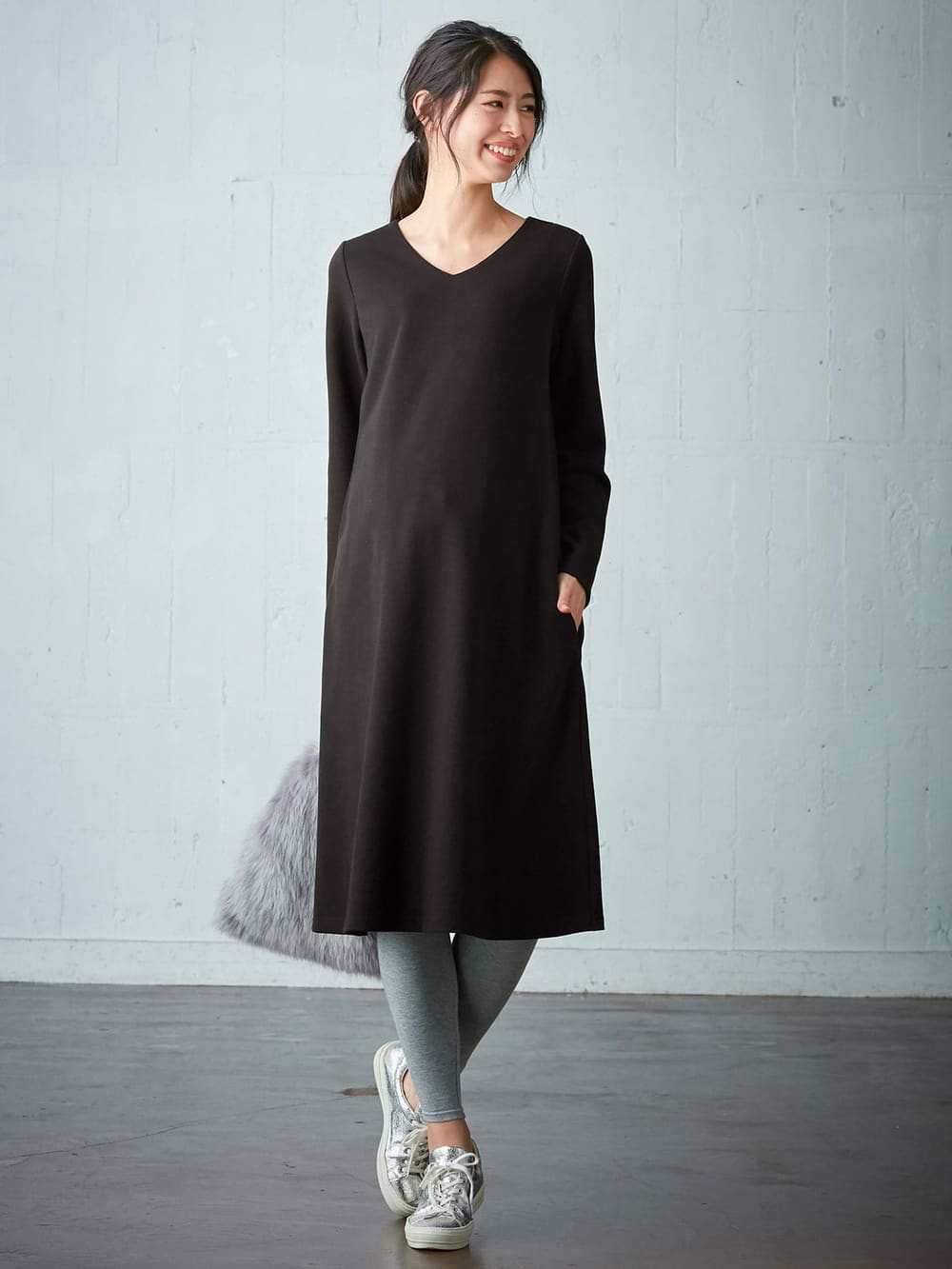 マタニティ ワンピース 授乳口付 Vネックaラインワンピース マタニティウェア 授乳服通販 エンジェリーベ 公式