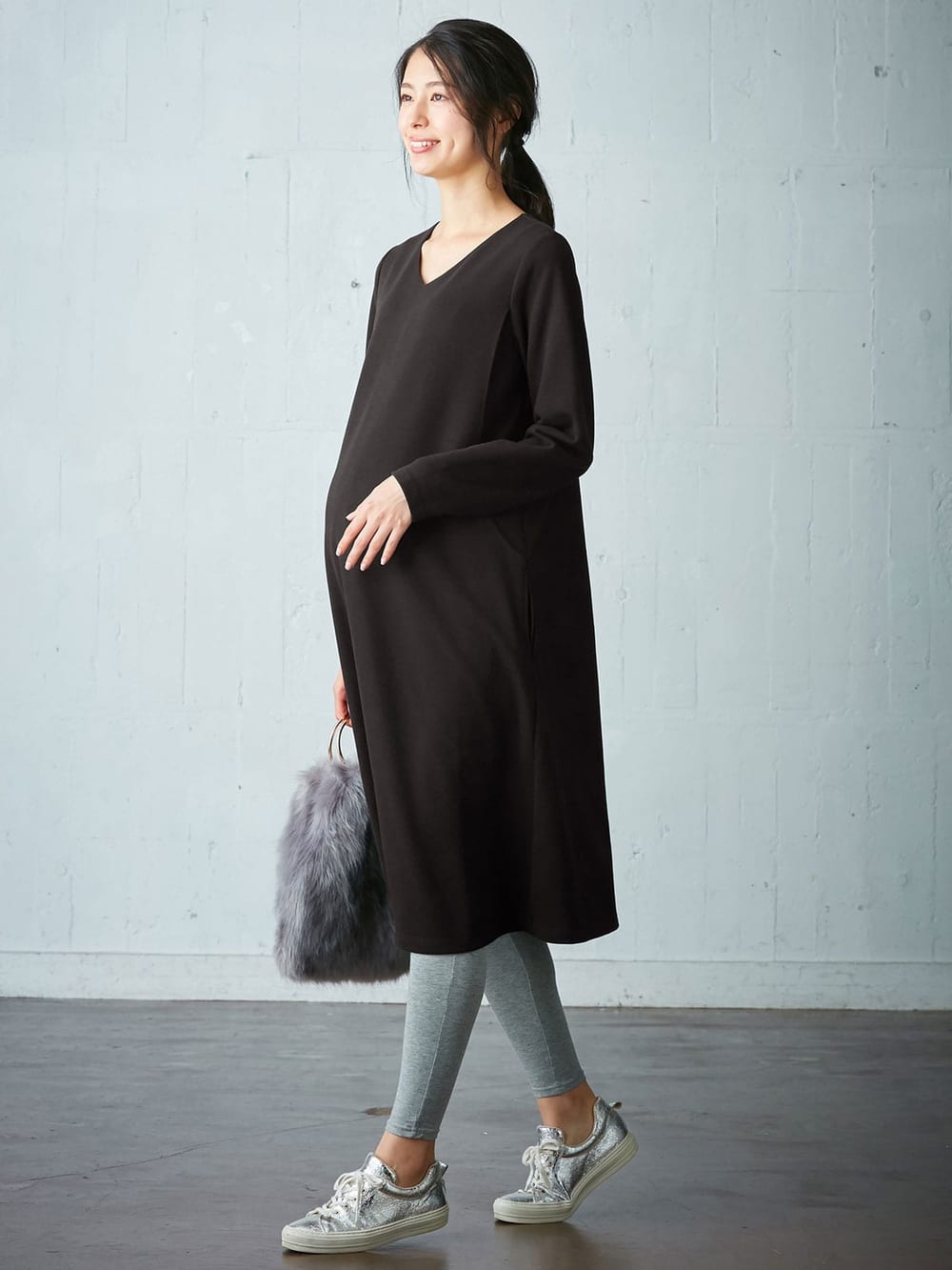 マタニティ ワンピース 授乳口付 Vネックaラインワンピース マタニティウェア 授乳服通販 エンジェリーベ 公式