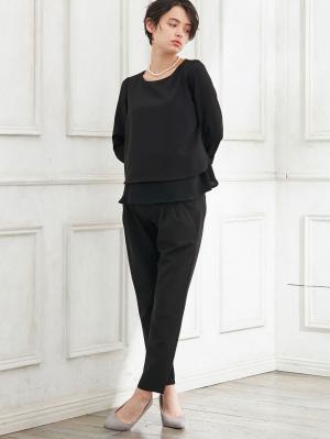 マタニティ トップス|ストレッチジョーゼットトップス　マタニティ・授乳服|ブラック