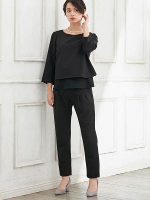 マタニティ トップス|ストレッチジョーゼットトップス　マタニティ・授乳服|ブラック