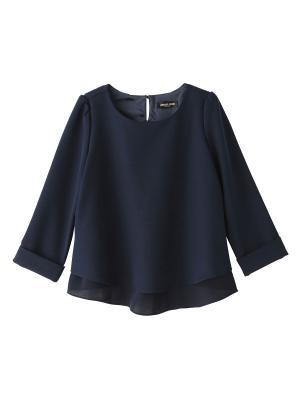 マタニティ トップス|ストレッチジョーゼットトップス　マタニティ・授乳服|ネイビー