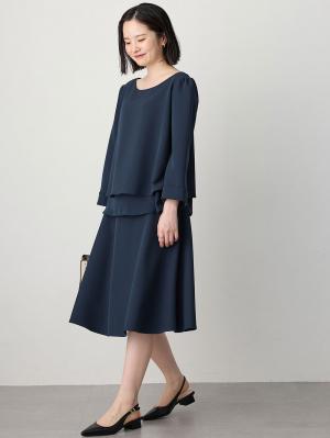 マタニティ トップス|ストレッチジョーゼットトップス　マタニティ・授乳服|ネイビー