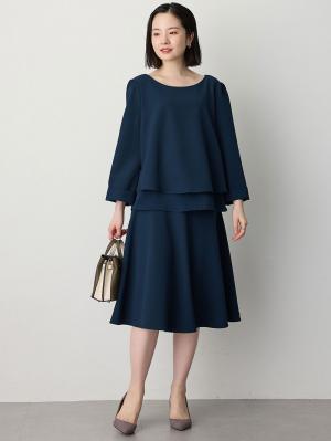 マタニティ トップス|ストレッチジョーゼットトップス　マタニティ・授乳服|ネイビー