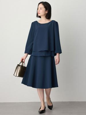 マタニティ トップス|ストレッチジョーゼットトップス　マタニティ・授乳服|ネイビー