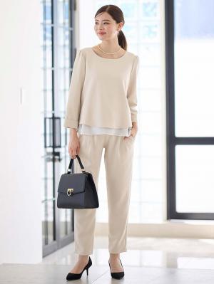 マタニティ トップス|ストレッチジョーゼットトップス　マタニティ・授乳服|ベージュ