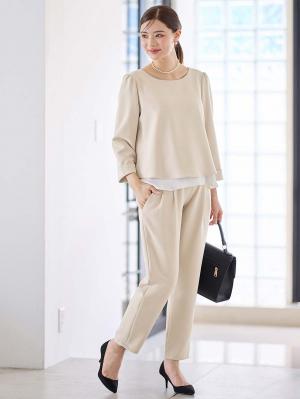 マタニティ トップス|ストレッチジョーゼットトップス　マタニティ・授乳服|ベージュ