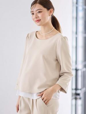 マタニティ トップス|ストレッチジョーゼットトップス　マタニティ・授乳服|ベージュ