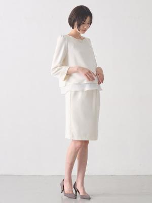 マタニティ トップス|ストレッチジョーゼットトップス　マタニティ・授乳服|オフホワイト