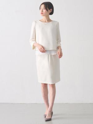 マタニティ トップス|ストレッチジョーゼットトップス　マタニティ・授乳服|オフホワイト