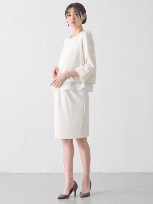 マタニティ トップス|ストレッチジョーゼットトップス　マタニティ・授乳服|オフホワイト