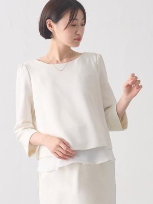 マタニティ トップス|ストレッチジョーゼットトップス　マタニティ・授乳服|オフホワイト