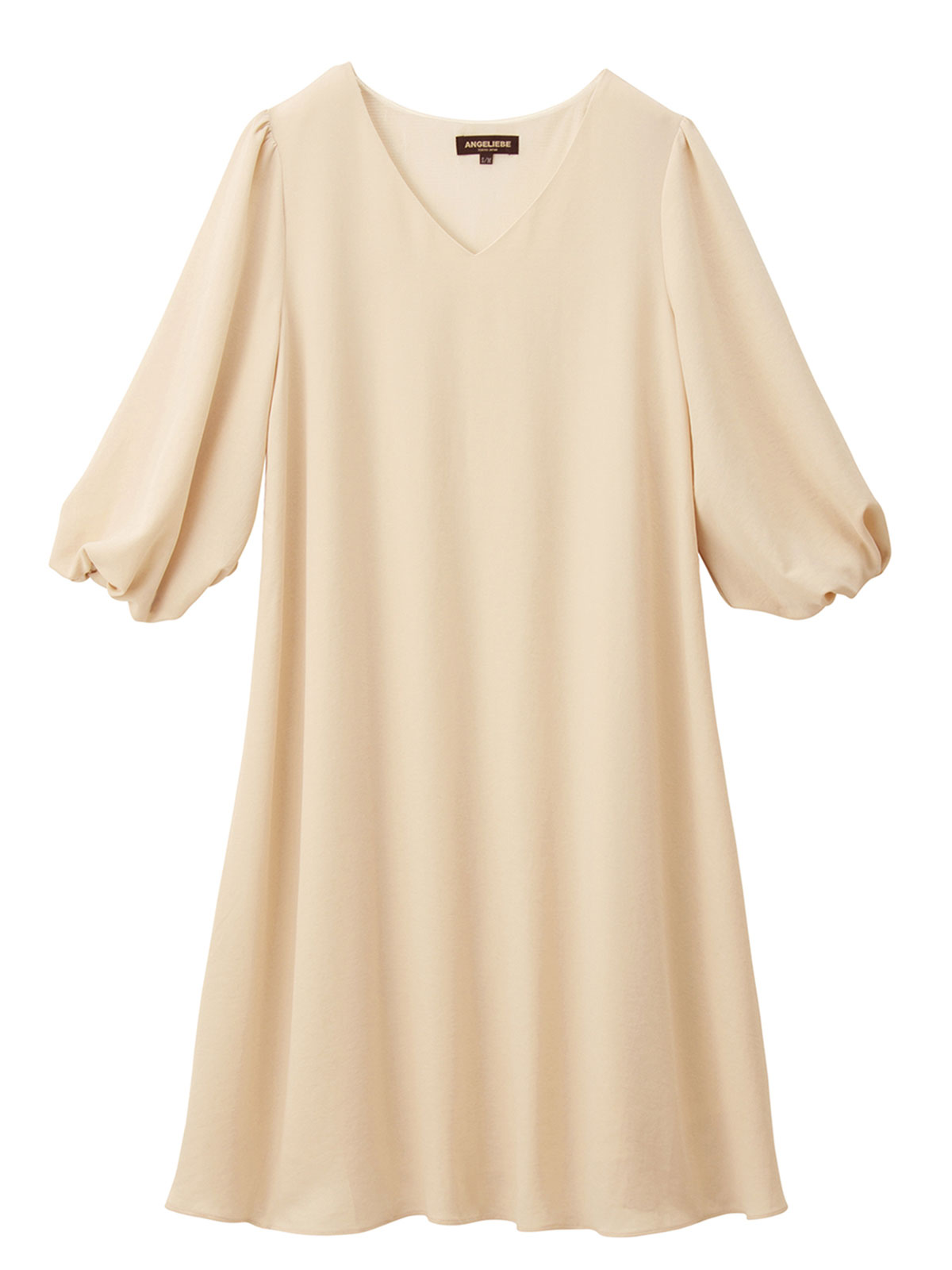 マタニティ ワンピース|Ｖネックボリュームスリーブフレアワンピース　マタニティ・授乳服【出産後も長く使える】|ペールベージュ