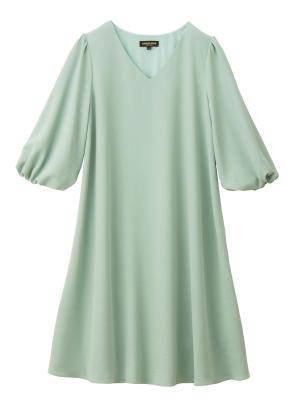 Ｖネックボリュームスリーブフレアワンピース　マタニティ・授乳服【出産後も長く使える】 22154