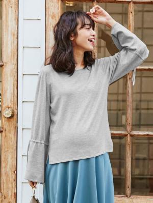 ボートネックフレアスリーブニット　マタニティ・授乳服22159