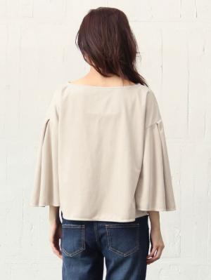 マタニティ トップス|フェイクスエード袖フレアートップス　マタニティ・授乳服