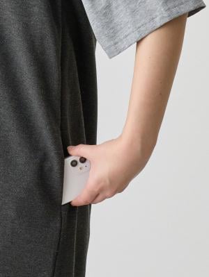 マタニティ ワンピース|【授乳しやすい】ポンチミドルジャンパースカート【出産後も長く使える】