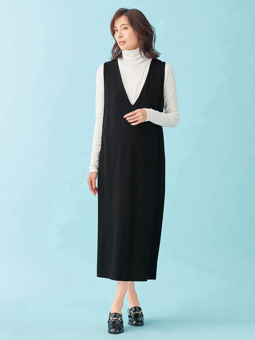 マタニティ ワンピース 授乳しやすい ポンチロングジャンパードレス マタニティウェア 授乳服通販 エンジェリーベ 公式 マタニティ ワンピース 授乳しやすい ポンチロングジャンパードレス マタニティウェア 授乳服通販 エンジェリーベ 公式