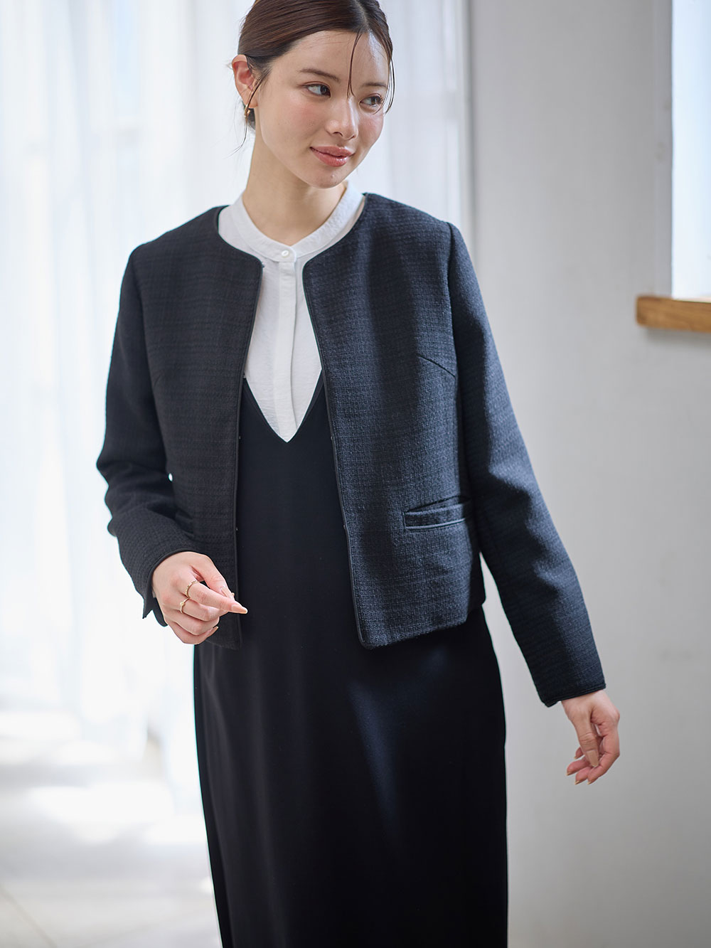 マタニティ ワンピース|ポンチロングジャンパースカート　マタニティ・授乳服【出産後も長く使える】|ブラック