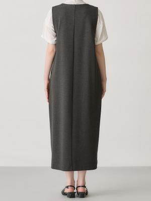 マタニティ ワンピース|ポンチロングジャンパースカート　マタニティ・授乳服【出産後も長く使える】