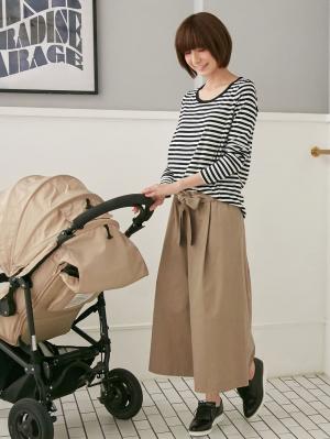 アウトレット|【産前産後対応】ストレッチチノタックワイドパンツ【出産後も長く使える】