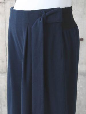 アウトレット|【産前産後対応】起毛ポンチリボン付きワイドパンツ【出産後も長く使える】
