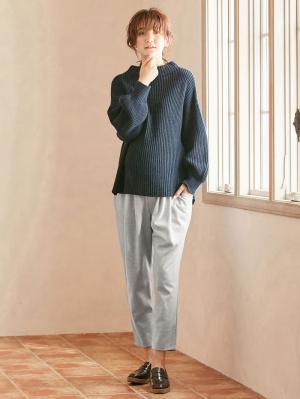 【産前産後対応】起毛ポンチタックテーパードパンツ【出産後も長く使える】22225